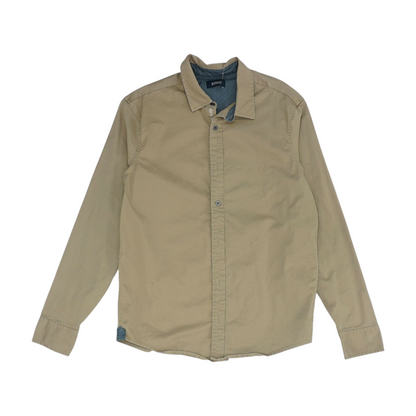 Tan Solid Long Sleeve Button Down