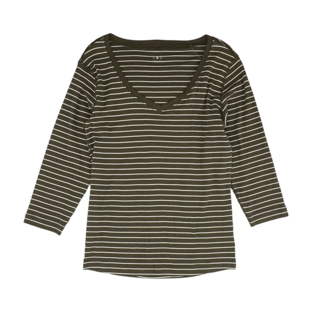 Green Striped V Neck T-Shirt