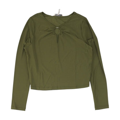 Olive Solid Cropped Knit Top