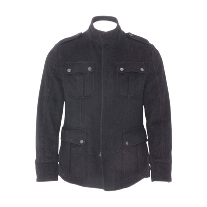 Black Solid Wool Coat