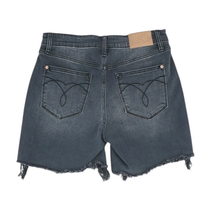 Black Solid Denim Shorts
