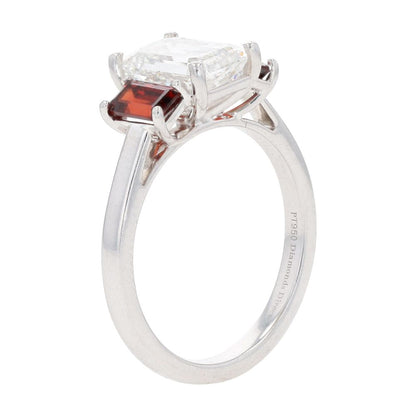 1 3/4 Ct 14K White Gold Lab Grown Diamond With Garnet Accents Engagement Ring