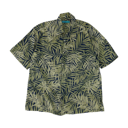 Navy Tropical Short Sleeve Button Down