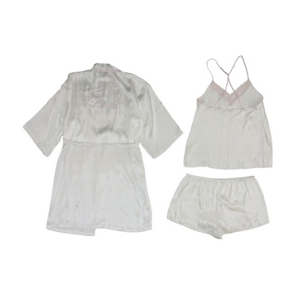 White Solid Pajama Set