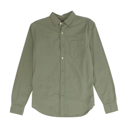 Green Solid Long Sleeve Button Down