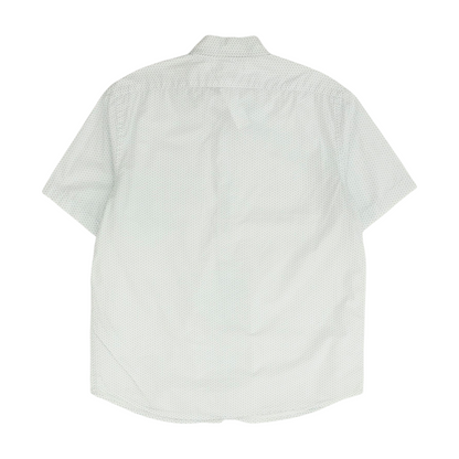 White Print Short Sleeve Button Down