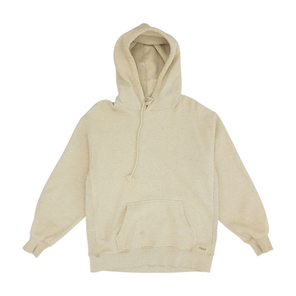 Beige Solid Hoodie Pullover