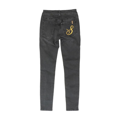 Black Solid Mid Rise Skinny Leg Jeans