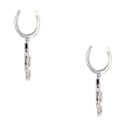 3/8 Ct 14K White Gold Diamond Fleur-de-lis Dangle Earrings