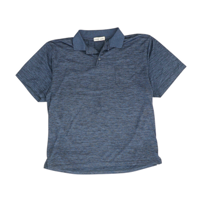 Vintage Blue Long Solid Short Sleeve Polo