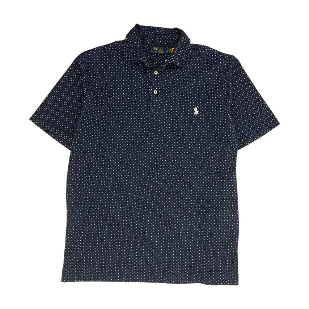 Navy Polka Dot Short Sleeve Polo