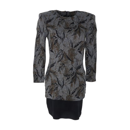 Vintage Gray Print Mini Dress