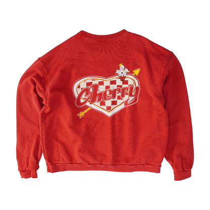 Red Print Sweatshirt Pullover