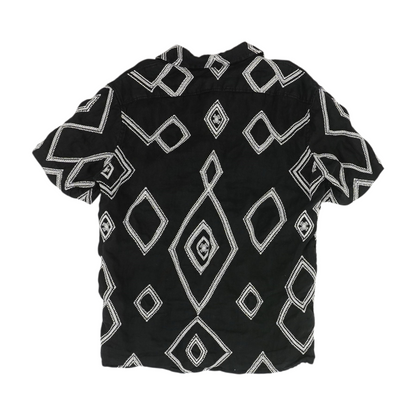 Black Print Short Sleeve Button Down