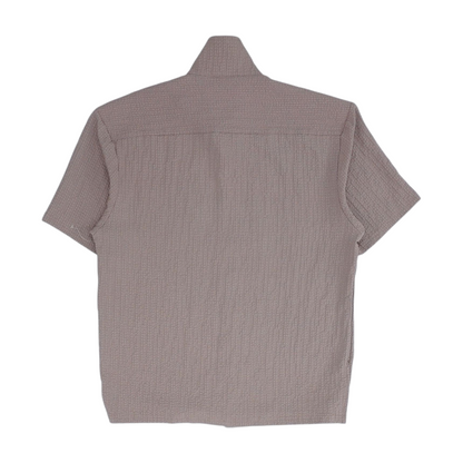 Brown Solid Short Sleeve Button Down