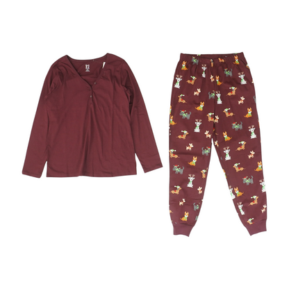 Burgundy Graphic Pajama Set