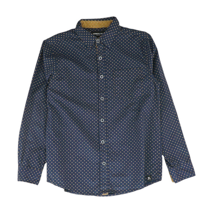 Navy Print Long Sleeve Button Down