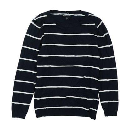 Navy Petite Striped Pullover Sweater