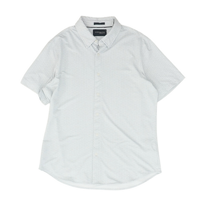 Blue Geometric Short Sleeve Button Down
