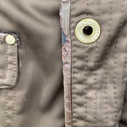 Brown Solid Long Sleeve Button Down