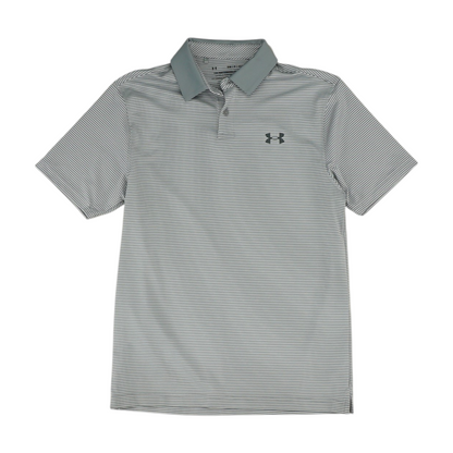 Gray Striped Short Sleeve Polo