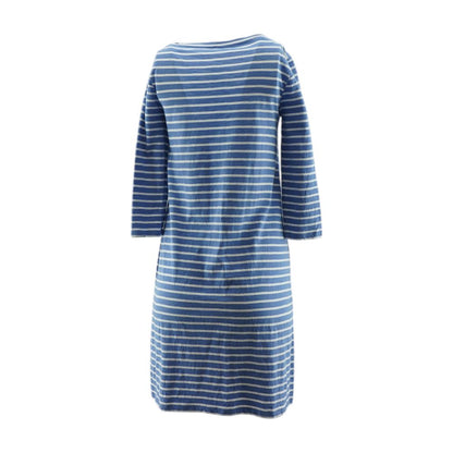 Blue Striped Midi Dress