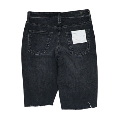 Black Solid Denim Shorts