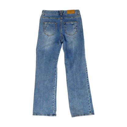 Blue High Rise Straight Leg Jeans