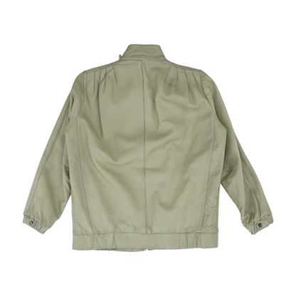 Vintage Beige Solid Leather Jacket