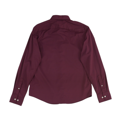 Maroon Solid Long Sleeve Button Down