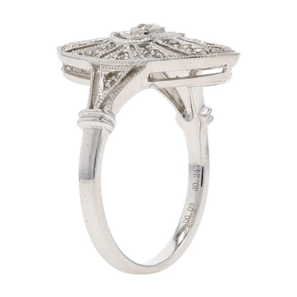 1/3 Ct 14K White Gold Diamond Modern Deco Style Engagement Ring