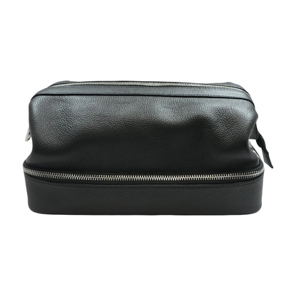 Black Italian Leather Toiletry Bag