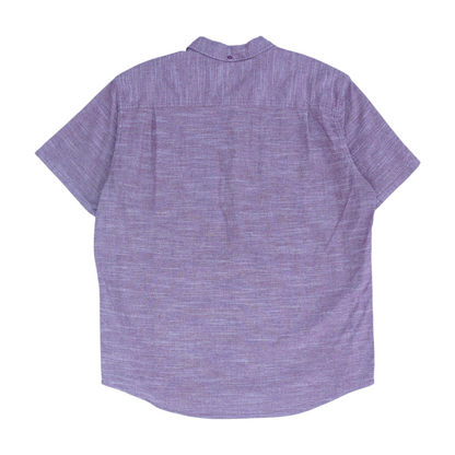 Purple Solid Short Sleeve Button Down