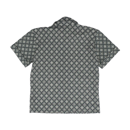 Black Abstract Short Sleeve Button Down
