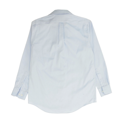 Blue Solid Long Sleeve Button Down