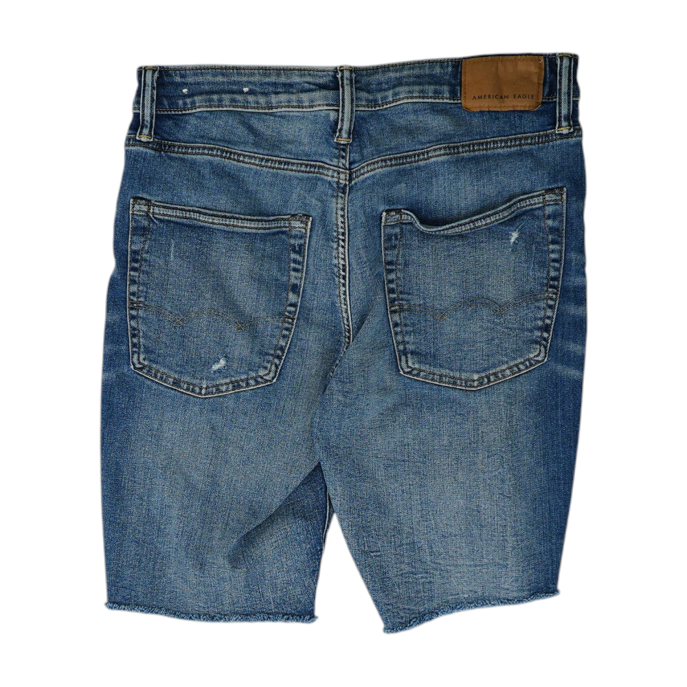Blue Solid Denim Shorts