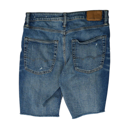 Blue Solid Denim Shorts