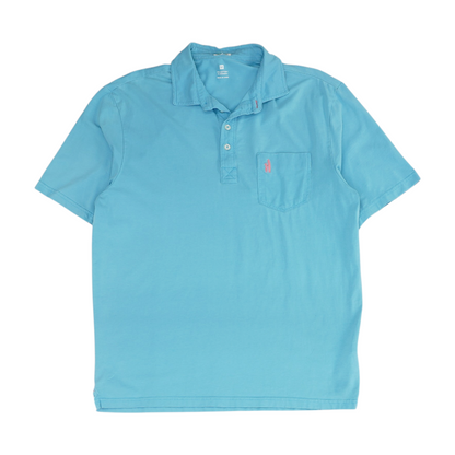 Blue Solid Short Sleeve Polo
