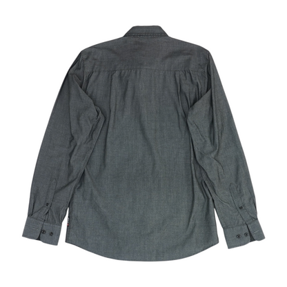 Gray Solid Long Sleeve Button Down