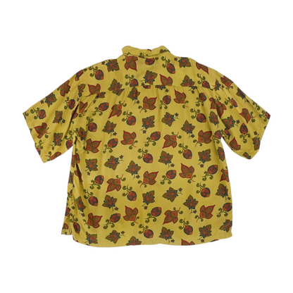 Mustard Floral Short Sleeve Button Down