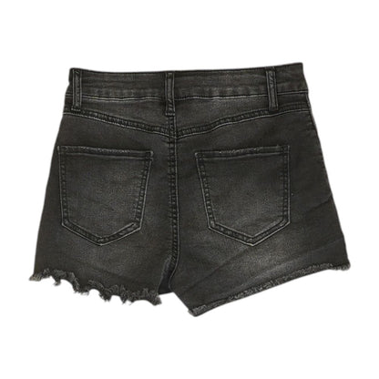 Black Solid Denim Shorts