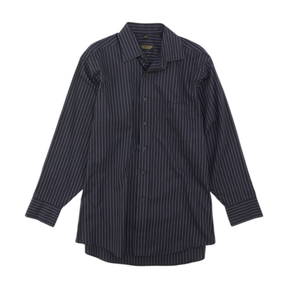 Navy Striped Long Sleeve Button Down