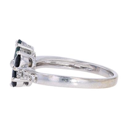 14K White Gold Blue Stone Fashion Ring