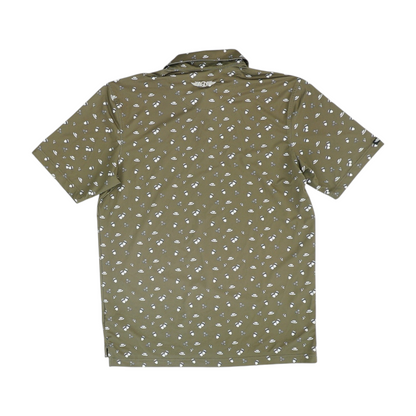 Olive Print Short Sleeve Polo