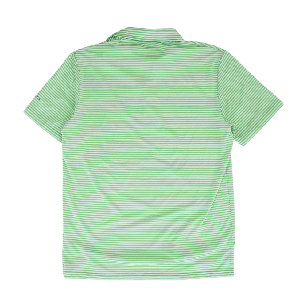 Neon Green Striped Short Sleeve Polo