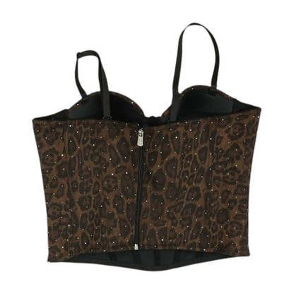 Brown Animal Print Cropped Blouse