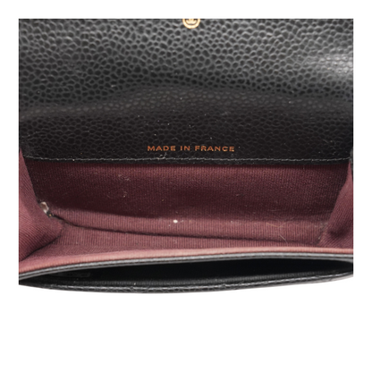 Classic Flap Card Holder in Black Leather