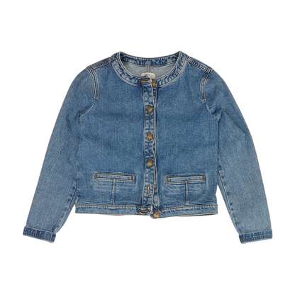 Blue Petite Solid Denim Jacket