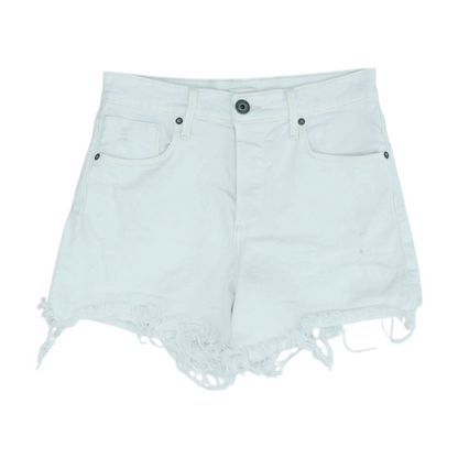 White Solid Denim Shorts