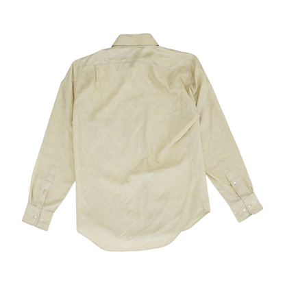 Vintage Beige Solid Long Sleeve Button Down